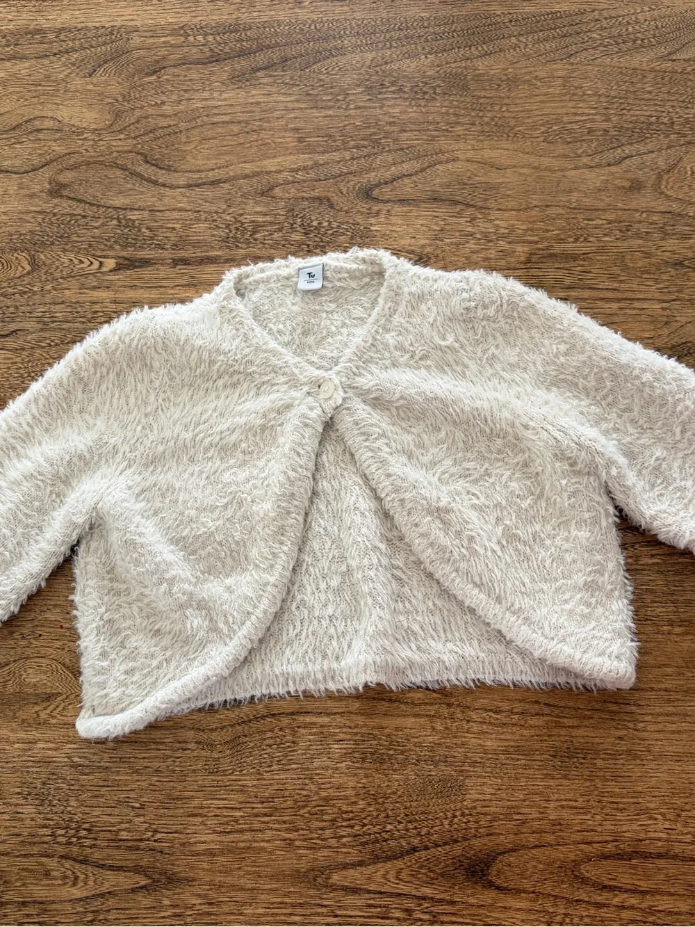 8 girls fuzzy bolero cardigan long sleeve sweater fur cream color by TU